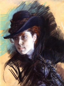 ジョバンニ・ボルディーニ Painting - 『黒い帽子の少女』ジャンルジョバンニ・ボルディーニ